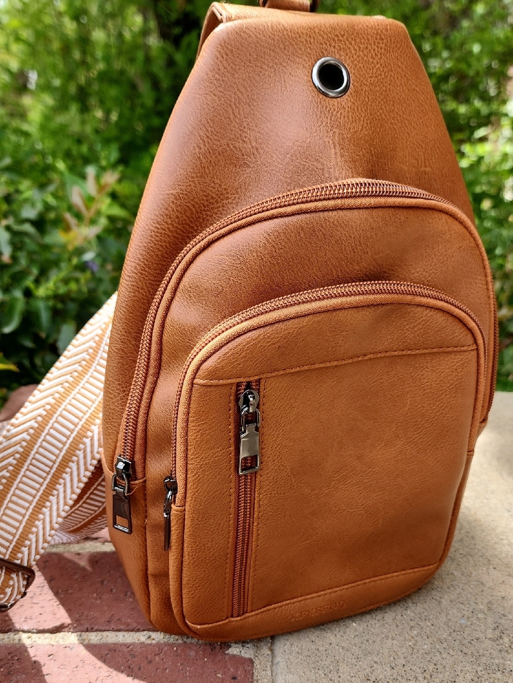NWOT Sling Backpack in Cognac Brown - Compact Crossbody Bag - Picture 3 of 17
